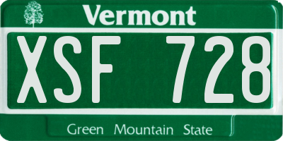 VT license plate XSF728
