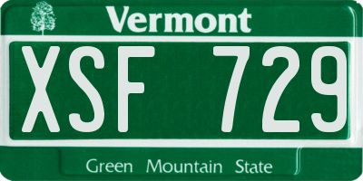 VT license plate XSF729