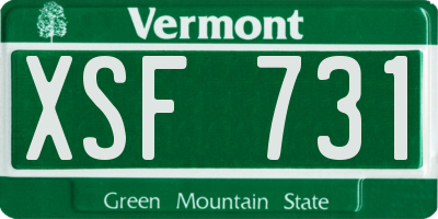 VT license plate XSF731