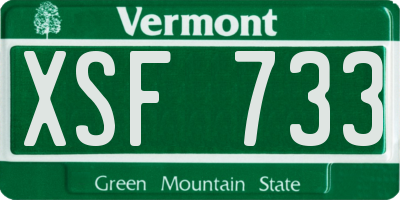 VT license plate XSF733