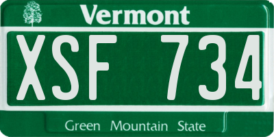 VT license plate XSF734