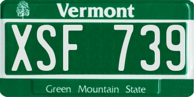 VT license plate XSF739