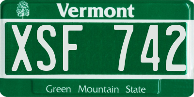 VT license plate XSF742