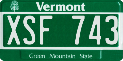 VT license plate XSF743