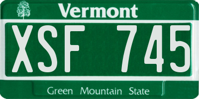 VT license plate XSF745