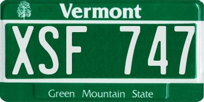VT license plate XSF747
