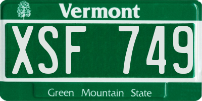 VT license plate XSF749