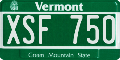 VT license plate XSF750