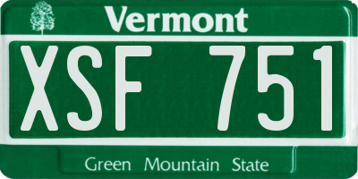 VT license plate XSF751