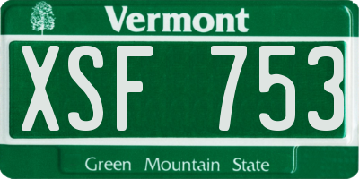 VT license plate XSF753