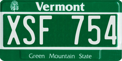 VT license plate XSF754