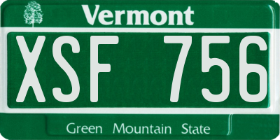 VT license plate XSF756