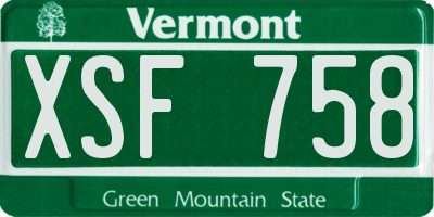 VT license plate XSF758