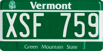 VT license plate XSF759