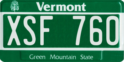 VT license plate XSF760