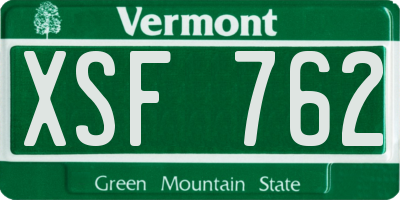 VT license plate XSF762