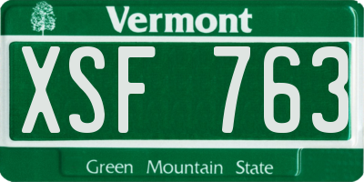 VT license plate XSF763