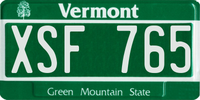 VT license plate XSF765