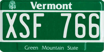 VT license plate XSF766