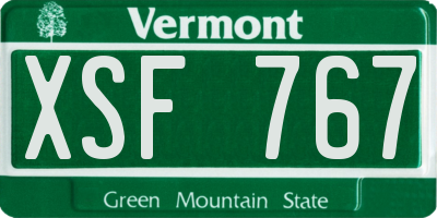 VT license plate XSF767