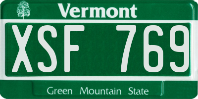 VT license plate XSF769
