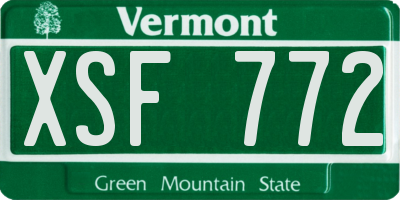 VT license plate XSF772