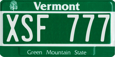 VT license plate XSF777
