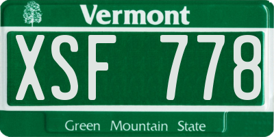 VT license plate XSF778