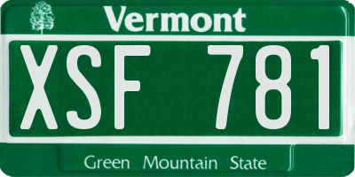 VT license plate XSF781