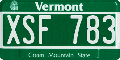 VT license plate XSF783