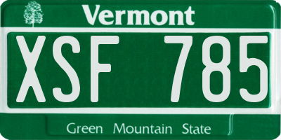 VT license plate XSF785