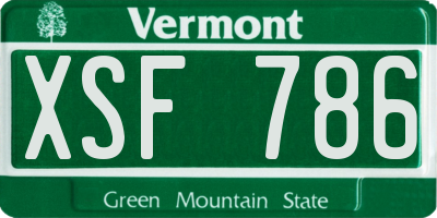 VT license plate XSF786