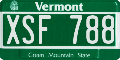 VT license plate XSF788