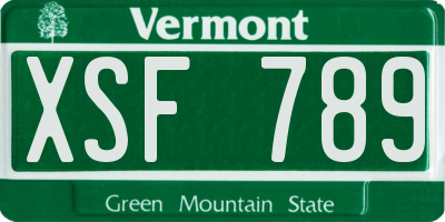 VT license plate XSF789