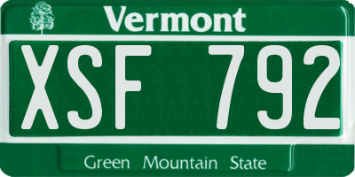 VT license plate XSF792