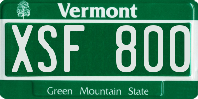 VT license plate XSF800