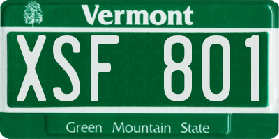 VT license plate XSF801
