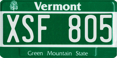 VT license plate XSF805