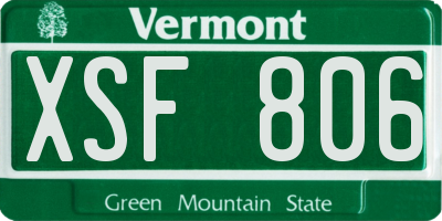VT license plate XSF806