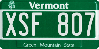 VT license plate XSF807