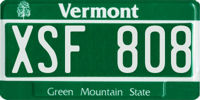 VT license plate XSF808