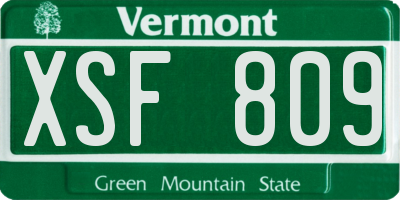 VT license plate XSF809
