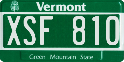 VT license plate XSF810