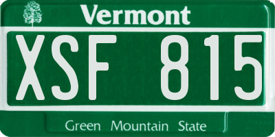 VT license plate XSF815