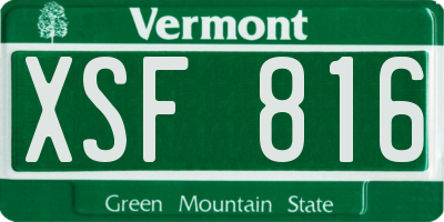VT license plate XSF816