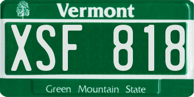 VT license plate XSF818