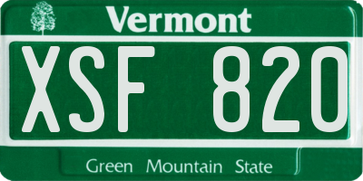 VT license plate XSF820