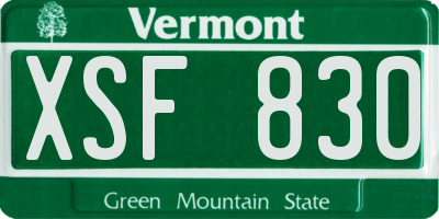 VT license plate XSF830
