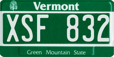 VT license plate XSF832