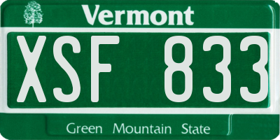 VT license plate XSF833